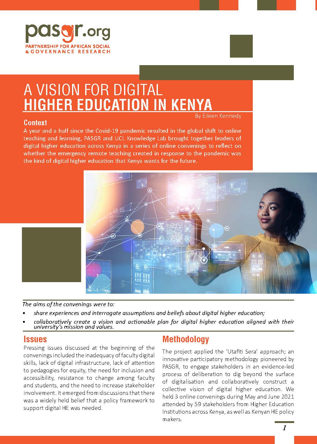 A Vision for Higher Education in Kenya - Flyer - PASGR